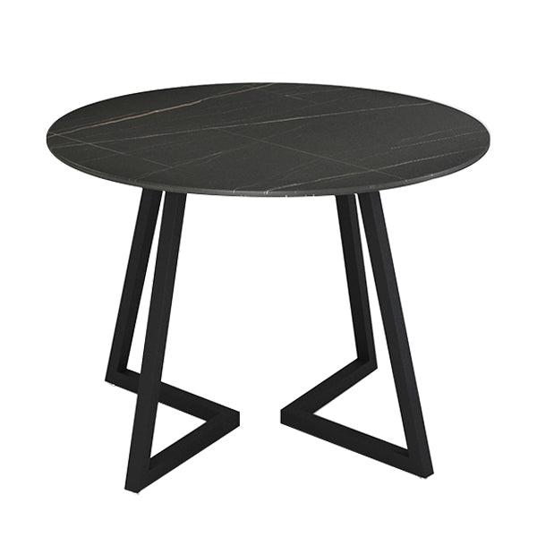 Sintered Stone Dining Table Round Modern Dining Table with Black Frame Black Fixed Table Clearhalo ' dining_table' 'Dining Tables & Seating' 'Dining Tables' 'furn' 'furn_dining_table' 'Furniture' 'furniture_dining_table' 'Kitchen & Dining Furniture' 'kitchen&dining_furn' 'kitchen' 'kitchen_dining_table' 4546235