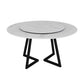 Sintered Stone Dining Table Round Modern Dining Table with Black Frame White 53.1"L x 53.1"W x 29.5"H Lazy Susan Clearhalo ' dining_table' 'Dining Tables & Seating' 'Dining Tables' 'furn' 'furn_dining_table' 'Furniture' 'furniture_dining_table' 'Kitchen & Dining Furniture' 'kitchen&dining_furn' 'kitchen' 'kitchen_dining_table' 4546243