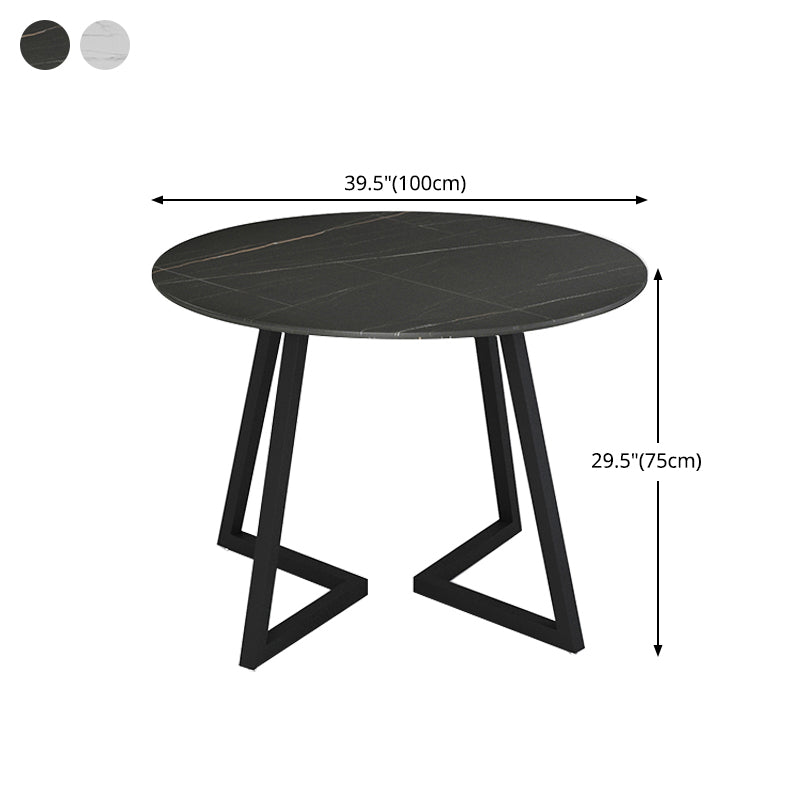 Sintered Stone Dining Table Round Modern Dining Table with Black Frame Clearhalo ' dining_table' 'Dining Tables & Seating' 'Dining Tables' 'furn' 'furn_dining_table' 'Furniture' 'furniture_dining_table' 'Kitchen & Dining Furniture' 'kitchen&dining_furn' 'kitchen' 'kitchen_dining_table' 4546245