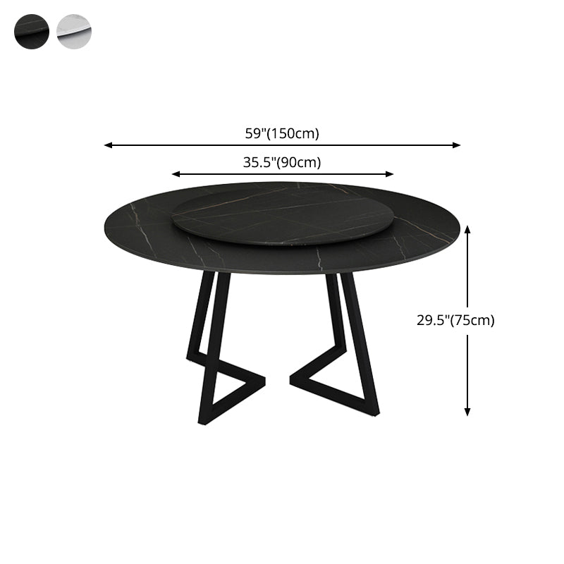 Sintered Stone Dining Table Round Modern Dining Table with Black Frame Clearhalo ' dining_table' 'Dining Tables & Seating' 'Dining Tables' 'furn' 'furn_dining_table' 'Furniture' 'furniture_dining_table' 'Kitchen & Dining Furniture' 'kitchen&dining_furn' 'kitchen' 'kitchen_dining_table' 4546251