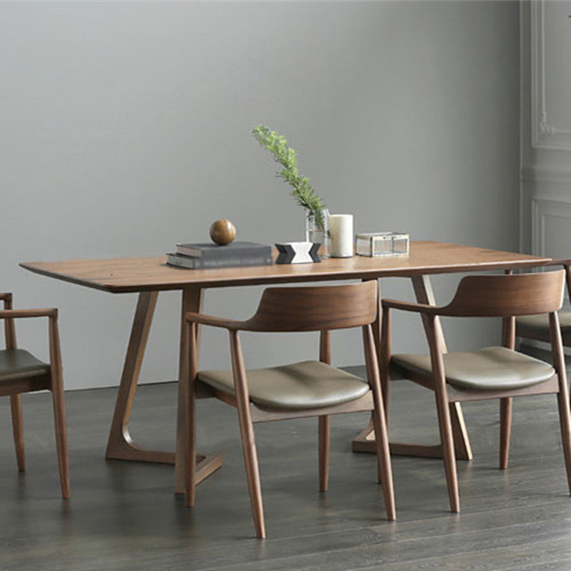 Double Pedestal Rectangle Modern Table Solid Wood Fixed Dining Table Brown 70.9"L x 31.5"W x 29.5"H Without Chairs Clearhalo ' dining_table' 'Dining Tables & Seating' 'Dining Tables' 'furn' 'furn_dining_table' 'Furniture' 'furniture_dining_table' 'Kitchen & Dining Furniture' 'kitchen&dining_furn' 'kitchen' 'kitchen_dining_table' 4546269