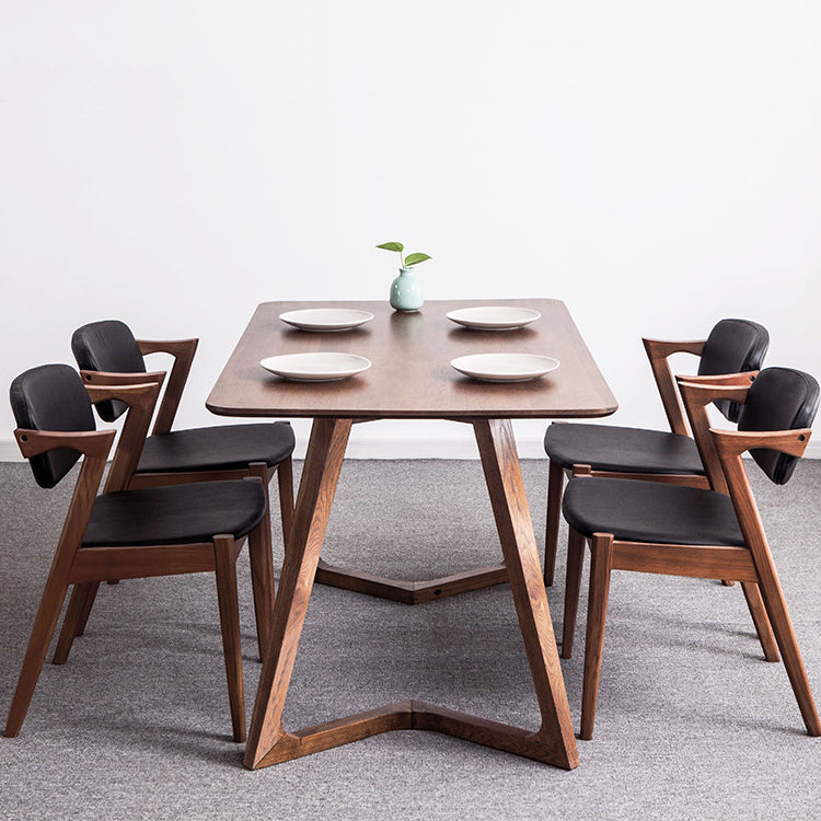 Double Pedestal Rectangle Modern Table Solid Wood Fixed Dining Table Brown 78.7"L x 31.5"W x 29.5"H Without Chairs Clearhalo ' dining_table' 'Dining Tables & Seating' 'Dining Tables' 'furn' 'furn_dining_table' 'Furniture' 'furniture_dining_table' 'Kitchen & Dining Furniture' 'kitchen&dining_furn' 'kitchen' 'kitchen_dining_table' 4546271