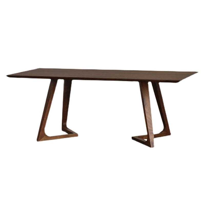 Double Pedestal Rectangle Modern Table Solid Wood Fixed Dining Table Brown Without Chairs Clearhalo ' dining_table' 'Dining Tables & Seating' 'Dining Tables' 'furn' 'furn_dining_table' 'Furniture' 'furniture_dining_table' 'Kitchen & Dining Furniture' 'kitchen&dining_furn' 'kitchen' 'kitchen_dining_table' 4546272
