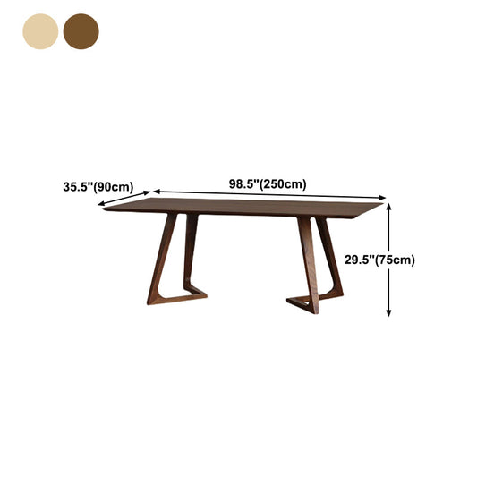 Double Pedestal Rectangle Modern Table Solid Wood Fixed Dining Table Clearhalo ' dining_table' 'Dining Tables & Seating' 'Dining Tables' 'furn' 'furn_dining_table' 'Furniture' 'furniture_dining_table' 'Kitchen & Dining Furniture' 'kitchen&dining_furn' 'kitchen' 'kitchen_dining_table' 4546282