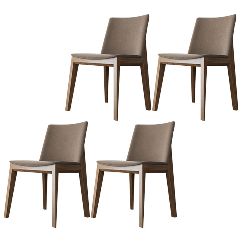 Contemporary Style Dining Chairs Dining Armless Side Chairs with Wooden Legs Khaki 4 Piece Set Clearhalo ' kitchen&dining_furn' 'Dining Chairs' 'Dining Tables & Seating' 'dining_chair' 'furn' 'furn_dining_chair' 'Furniture' 'furniture_dining_chair' 'Kitchen & Dining Furniture' 'kitchen' 4546287