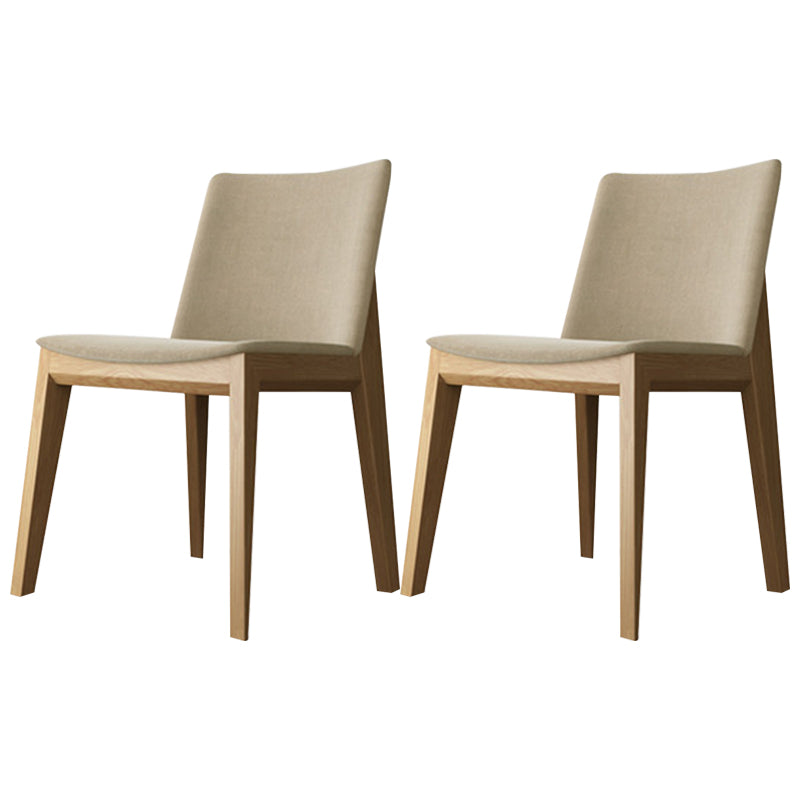 Contemporary Style Dining Chairs Dining Armless Side Chairs with Wooden Legs Light Beige 2 Piece Set Clearhalo ' kitchen&dining_furn' 'Dining Chairs' 'Dining Tables & Seating' 'dining_chair' 'furn' 'furn_dining_chair' 'Furniture' 'furniture_dining_chair' 'Kitchen & Dining Furniture' 'kitchen' 4546303