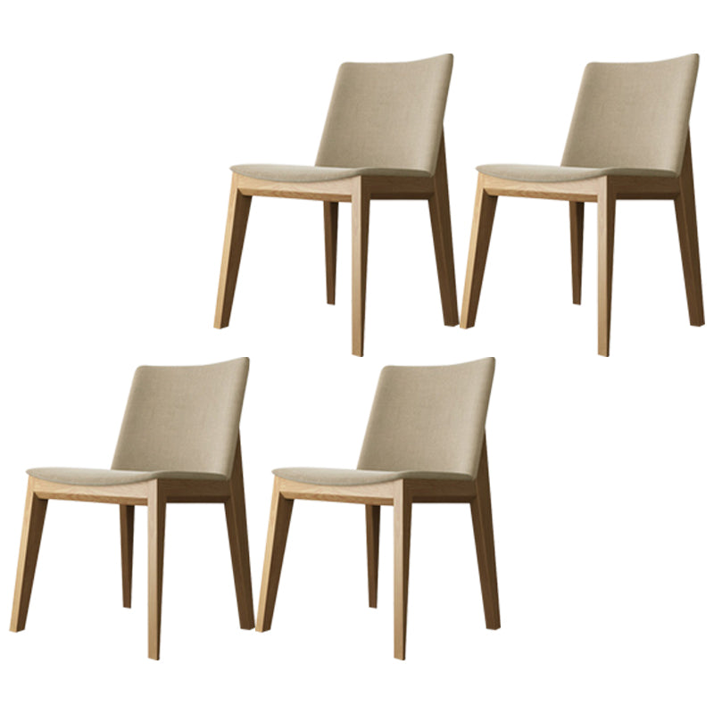 Contemporary Style Dining Chairs Dining Armless Side Chairs with Wooden Legs Light Beige 4 Piece Set Clearhalo ' kitchen&dining_furn' 'Dining Chairs' 'Dining Tables & Seating' 'dining_chair' 'furn' 'furn_dining_chair' 'Furniture' 'furniture_dining_chair' 'Kitchen & Dining Furniture' 'kitchen' 4546304