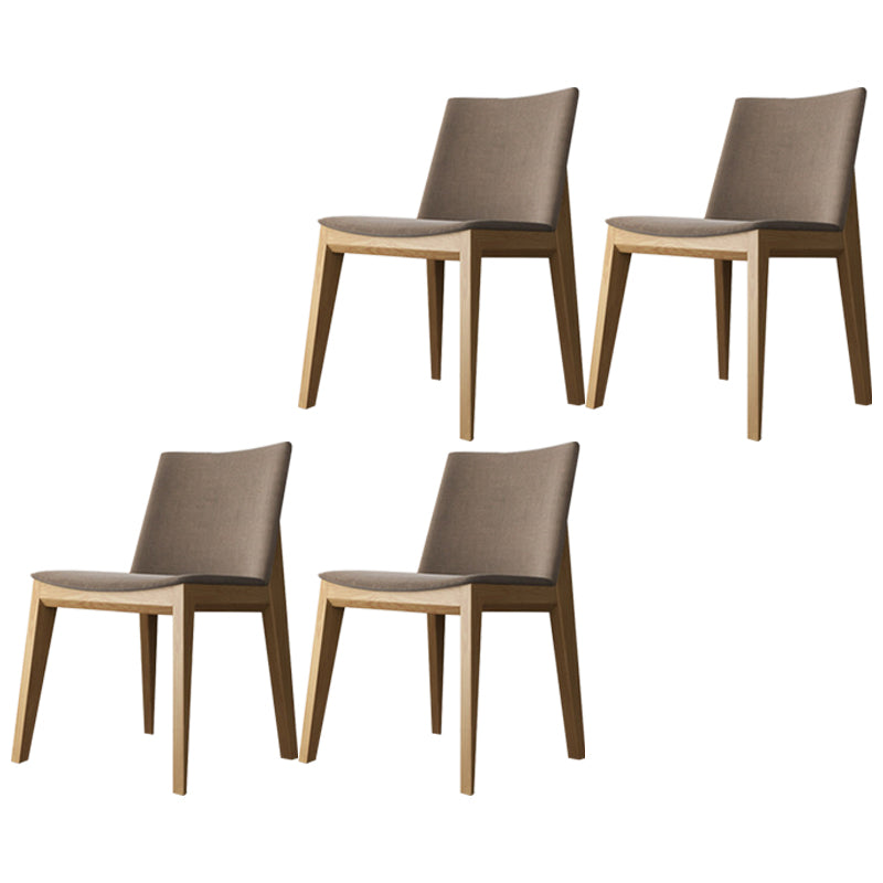 Contemporary Style Dining Chairs Dining Armless Side Chairs with Wooden Legs Light Khaki 4 Piece Set Clearhalo ' kitchen&dining_furn' 'Dining Chairs' 'Dining Tables & Seating' 'dining_chair' 'furn' 'furn_dining_chair' 'Furniture' 'furniture_dining_chair' 'Kitchen & Dining Furniture' 'kitchen' 4546307
