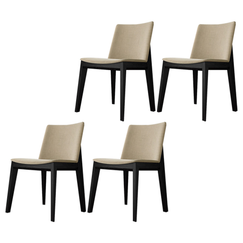 Contemporary Style Dining Chairs Dining Armless Side Chairs with Wooden Legs Off-White 4 Piece Set Clearhalo ' kitchen&dining_furn' 'Dining Chairs' 'Dining Tables & Seating' 'dining_chair' 'furn' 'furn_dining_chair' 'Furniture' 'furniture_dining_chair' 'Kitchen & Dining Furniture' 'kitchen' 4546310