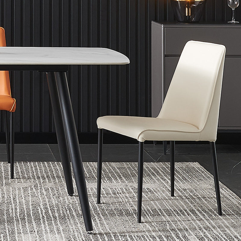 Industrial Solid Back Armless Dining Chairs Faux Leather Dining Chairs Clearhalo ' kitchen&dining_furn' 'Dining Chairs' 'Dining Tables & Seating' 'dining_chair' 'furn' 'furn_dining_chair' 'Furniture' 'furniture_dining_chair' 'Kitchen & Dining Furniture' 'kitchen' 4546316