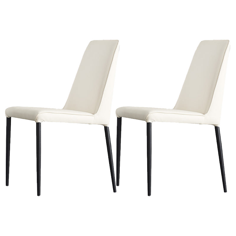 Industrial Solid Back Armless Dining Chairs Faux Leather Dining Chairs White 2 Piece Set Clearhalo ' kitchen&dining_furn' 'Dining Chairs' 'Dining Tables & Seating' 'dining_chair' 'furn' 'furn_dining_chair' 'Furniture' 'furniture_dining_chair' 'Kitchen & Dining Furniture' 'kitchen' 4546326