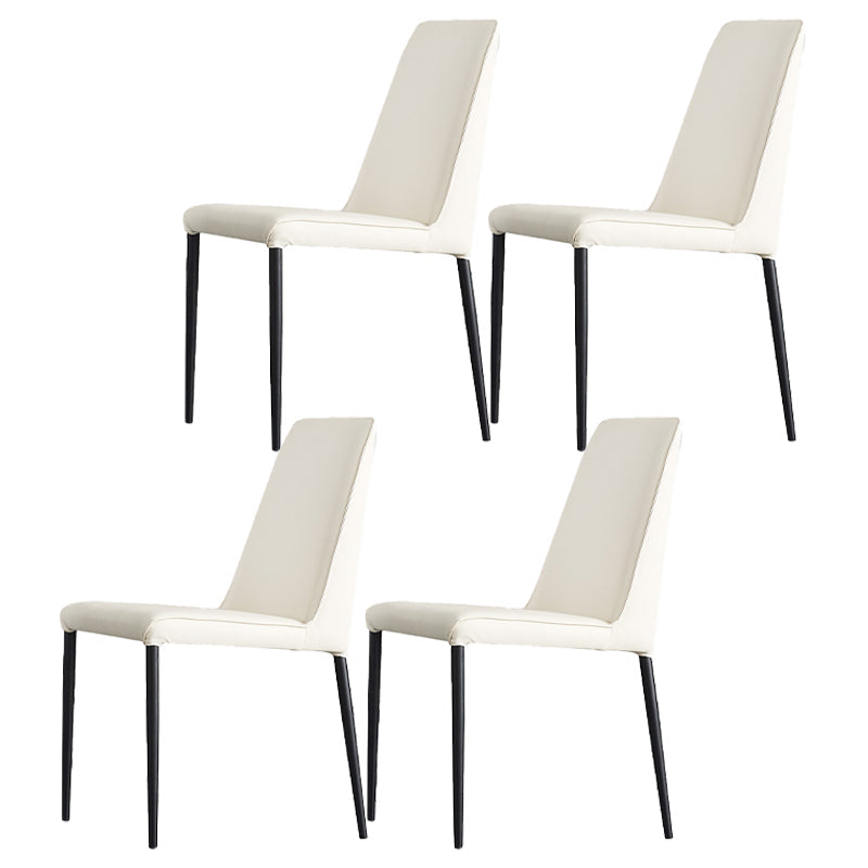 Industrial Solid Back Armless Dining Chairs Faux Leather Dining Chairs White 4 Piece Set Clearhalo ' kitchen&dining_furn' 'Dining Chairs' 'Dining Tables & Seating' 'dining_chair' 'furn' 'furn_dining_chair' 'Furniture' 'furniture_dining_chair' 'Kitchen & Dining Furniture' 'kitchen' 4546328