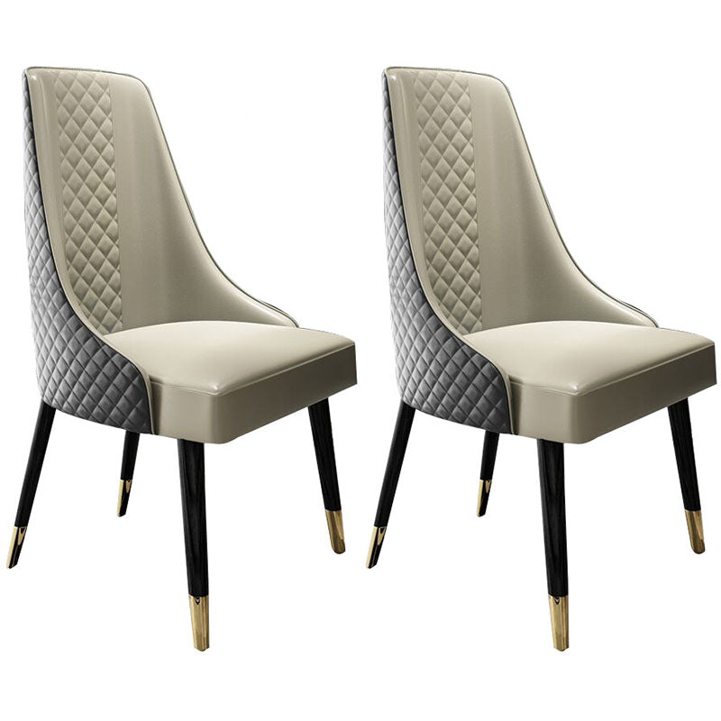 Scandinavian Style Solid Back Armless Dining Chair Upholstered Dining Side Chairs White-Gray 2 Piece Set Clearhalo ' kitchen&dining_furn' 'Dining Chairs' 'Dining Tables & Seating' 'dining_chair' 'furn' 'furn_dining_chair' 'Furniture' 'furniture_dining_chair' 'Kitchen & Dining Furniture' 'kitchen' 4546352