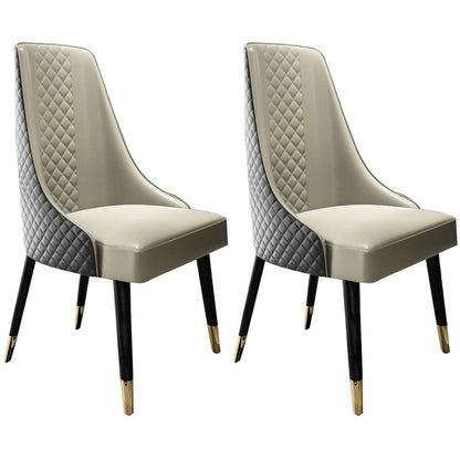Scandinavian Style Solid Back Armless Dining Chair Upholstered Dining Side Chairs White-Gray 2 Piece Set Clearhalo ' kitchen&dining_furn' 'Dining Chairs' 'Dining Tables & Seating' 'dining_chair' 'furn' 'furn_dining_chair' 'Furniture' 'furniture_dining_chair' 'Kitchen & Dining Furniture' 'kitchen' 4546352