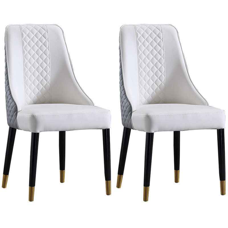 Scandinavian Style Solid Back Armless Dining Chair Upholstered Dining Side Chairs Gray-White 2 Piece Set Clearhalo ' kitchen&dining_furn' 'Dining Chairs' 'Dining Tables & Seating' 'dining_chair' 'furn' 'furn_dining_chair' 'Furniture' 'furniture_dining_chair' 'Kitchen & Dining Furniture' 'kitchen' 4546359