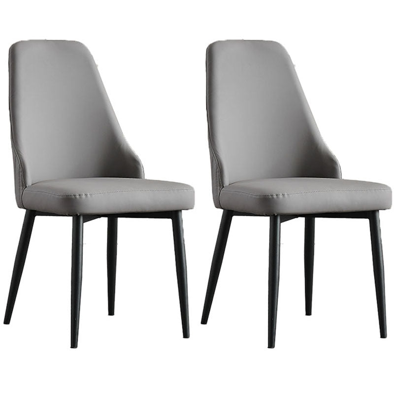 Scandinavian Style Solid Back Armless Dining Chair Upholstered Dining Side Chair Grey 2 Piece Set Black Clearhalo ' kitchen&dining_furn' 'Dining Chairs' 'Dining Tables & Seating' 'dining_chair' 'furn' 'furn_dining_chair' 'Furniture' 'furniture_dining_chair' 'Kitchen & Dining Furniture' 'kitchen' 4546367