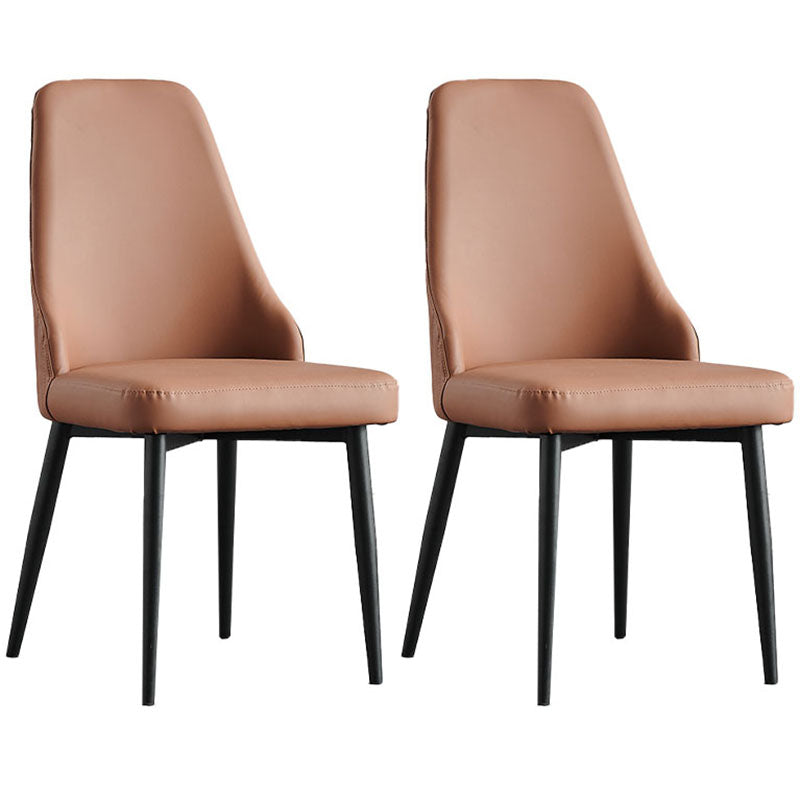 Scandinavian Style Solid Back Armless Dining Chair Upholstered Dining Side Chair Coffee 2 Piece Set Black Clearhalo ' kitchen&dining_furn' 'Dining Chairs' 'Dining Tables & Seating' 'dining_chair' 'furn' 'furn_dining_chair' 'Furniture' 'furniture_dining_chair' 'Kitchen & Dining Furniture' 'kitchen' 4546369