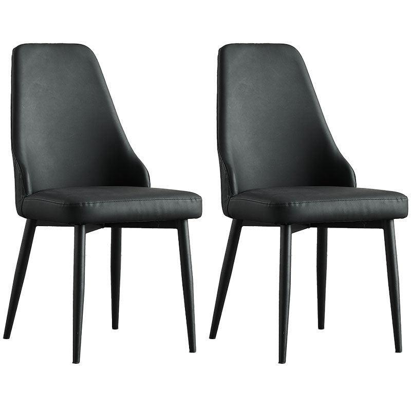 Scandinavian Style Solid Back Armless Dining Chair Upholstered Dining Side Chair Black 2 Piece Set Black Clearhalo ' kitchen&dining_furn' 'Dining Chairs' 'Dining Tables & Seating' 'dining_chair' 'furn' 'furn_dining_chair' 'Furniture' 'furniture_dining_chair' 'Kitchen & Dining Furniture' 'kitchen' 4546371