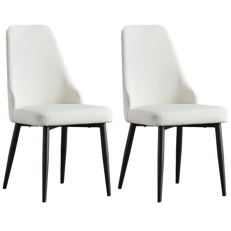 Scandinavian Style Solid Back Armless Dining Chair Upholstered Dining Side Chair White 2 Piece Set Black Clearhalo ' kitchen&dining_furn' 'Dining Chairs' 'Dining Tables & Seating' 'dining_chair' 'furn' 'furn_dining_chair' 'Furniture' 'furniture_dining_chair' 'Kitchen & Dining Furniture' 'kitchen' 4546374