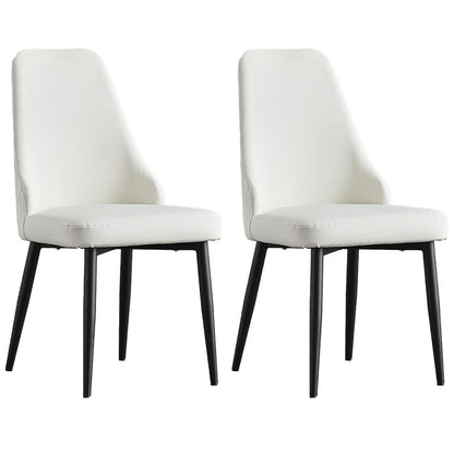 Scandinavian Style Solid Back Armless Dining Chair Upholstered Dining Side Chair White 2 Piece Set Black Clearhalo ' kitchen&dining_furn' 'Dining Chairs' 'Dining Tables & Seating' 'dining_chair' 'furn' 'furn_dining_chair' 'Furniture' 'furniture_dining_chair' 'Kitchen & Dining Furniture' 'kitchen' 4546374