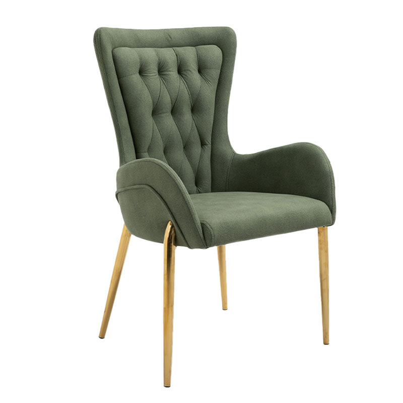 Glam Metal Arm Dining Chair Upholstered Dining Side Chair for Home Use Olive Green 1 Piece Clearhalo ' kitchen&dining_furn' 'Dining Chairs' 'Dining Tables & Seating' 'dining_chair' 'furn' 'furn_dining_chair' 'Furniture' 'furniture_dining_chair' 'Kitchen & Dining Furniture' 'kitchen' 4546391