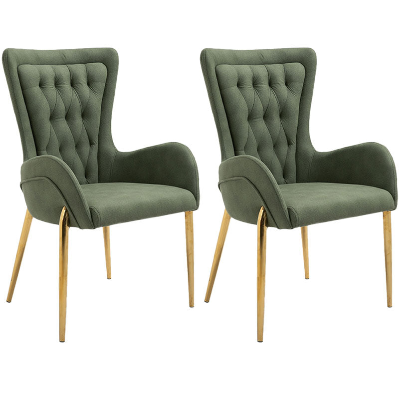 Glam Metal Arm Dining Chair Upholstered Dining Side Chair for Home Use Olive Green 2 Piece Set Clearhalo ' kitchen&dining_furn' 'Dining Chairs' 'Dining Tables & Seating' 'dining_chair' 'furn' 'furn_dining_chair' 'Furniture' 'furniture_dining_chair' 'Kitchen & Dining Furniture' 'kitchen' 4546392