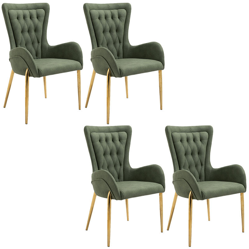 Glam Metal Arm Dining Chair Upholstered Dining Side Chair for Home Use Olive Green 4 Piece Set Clearhalo ' kitchen&dining_furn' 'Dining Chairs' 'Dining Tables & Seating' 'dining_chair' 'furn' 'furn_dining_chair' 'Furniture' 'furniture_dining_chair' 'Kitchen & Dining Furniture' 'kitchen' 4546394