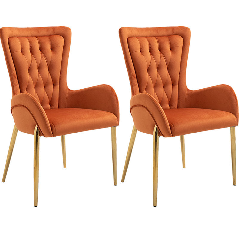 Glam Metal Arm Dining Chair Upholstered Dining Side Chair for Home Use Orange 2 Piece Set Clearhalo ' kitchen&dining_furn' 'Dining Chairs' 'Dining Tables & Seating' 'dining_chair' 'furn' 'furn_dining_chair' 'Furniture' 'furniture_dining_chair' 'Kitchen & Dining Furniture' 'kitchen' 4546399