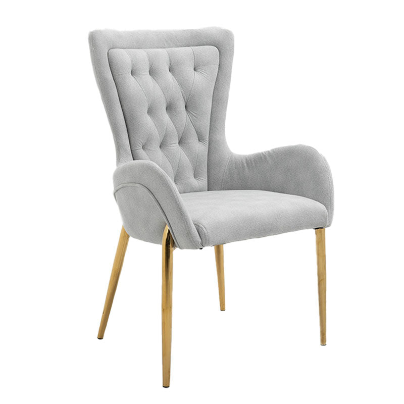 Glam Metal Arm Dining Chair Upholstered Dining Side Chair for Home Use Light Gray 1 Piece Clearhalo ' kitchen&dining_furn' 'Dining Chairs' 'Dining Tables & Seating' 'dining_chair' 'furn' 'furn_dining_chair' 'Furniture' 'furniture_dining_chair' 'Kitchen & Dining Furniture' 'kitchen' 4546403