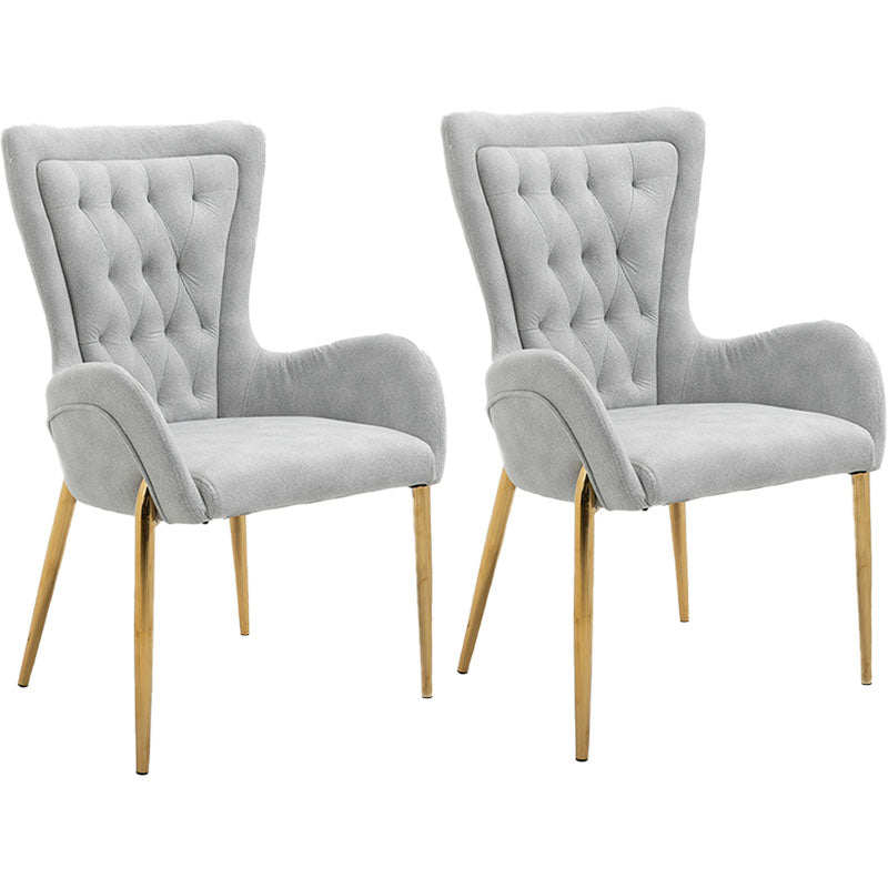 Glam Metal Arm Dining Chair Upholstered Dining Side Chair for Home Use Light Gray 2 Piece Set Clearhalo ' kitchen&dining_furn' 'Dining Chairs' 'Dining Tables & Seating' 'dining_chair' 'furn' 'furn_dining_chair' 'Furniture' 'furniture_dining_chair' 'Kitchen & Dining Furniture' 'kitchen' 4546404