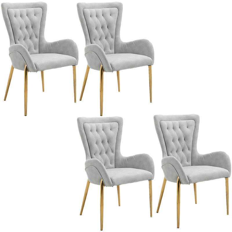 Glam Metal Arm Dining Chair Upholstered Dining Side Chair for Home Use Light Gray 4 Piece Set Clearhalo ' kitchen&dining_furn' 'Dining Chairs' 'Dining Tables & Seating' 'dining_chair' 'furn' 'furn_dining_chair' 'Furniture' 'furniture_dining_chair' 'Kitchen & Dining Furniture' 'kitchen' 4546407