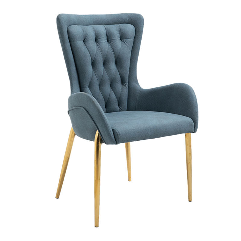 Glam Metal Arm Dining Chair Upholstered Dining Side Chair for Home Use Blue 1 Piece Clearhalo ' kitchen&dining_furn' 'Dining Chairs' 'Dining Tables & Seating' 'dining_chair' 'furn' 'furn_dining_chair' 'Furniture' 'furniture_dining_chair' 'Kitchen & Dining Furniture' 'kitchen' 4546409