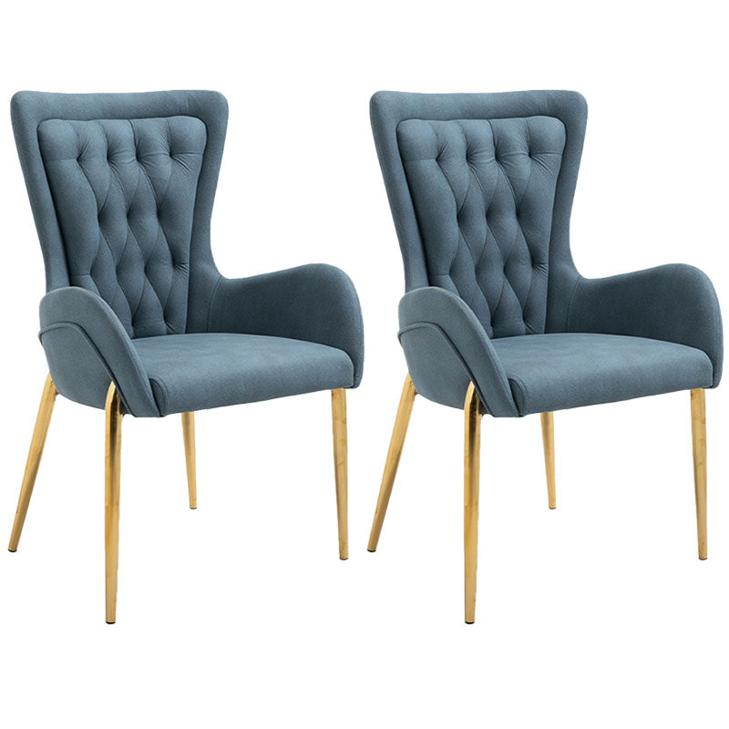 Glam Metal Arm Dining Chair Upholstered Dining Side Chair for Home Use Blue 2 Piece Set Clearhalo ' kitchen&dining_furn' 'Dining Chairs' 'Dining Tables & Seating' 'dining_chair' 'furn' 'furn_dining_chair' 'Furniture' 'furniture_dining_chair' 'Kitchen & Dining Furniture' 'kitchen' 4546411