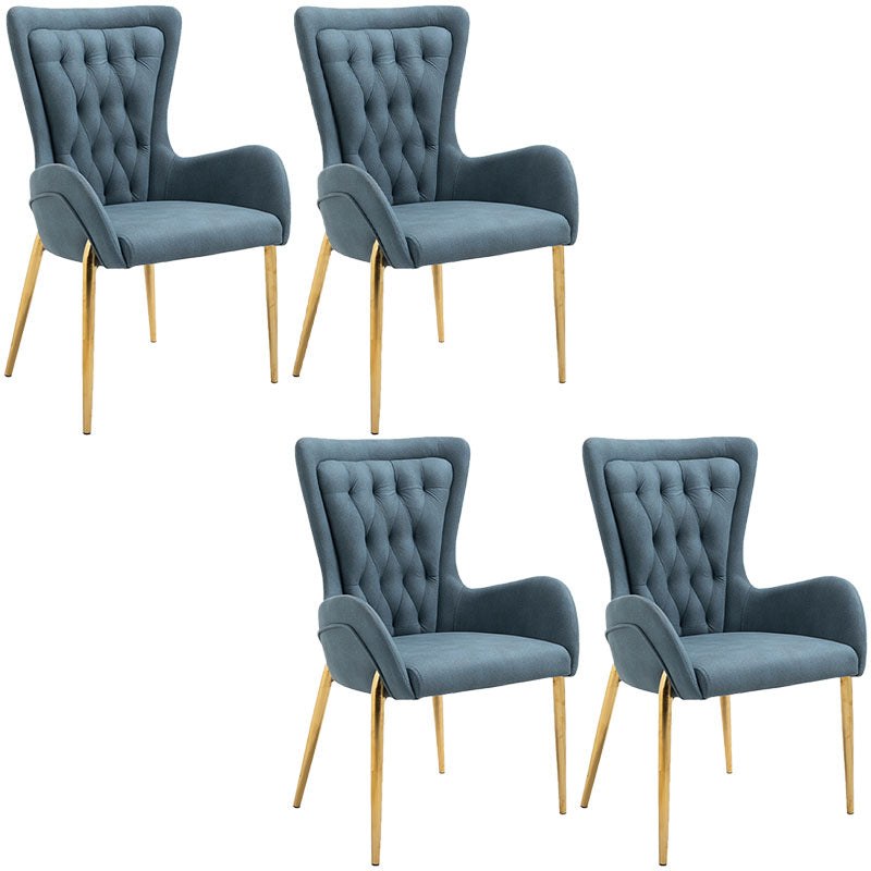 Glam Metal Arm Dining Chair Upholstered Dining Side Chair for Home Use Blue 4 Piece Set Clearhalo ' kitchen&dining_furn' 'Dining Chairs' 'Dining Tables & Seating' 'dining_chair' 'furn' 'furn_dining_chair' 'Furniture' 'furniture_dining_chair' 'Kitchen & Dining Furniture' 'kitchen' 4546412