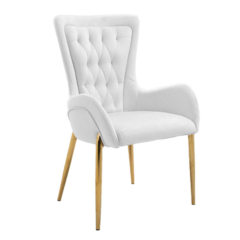 Glam Metal Arm Dining Chair Upholstered Dining Side Chair for Home Use White 1 Piece Clearhalo ' kitchen&dining_furn' 'Dining Chairs' 'Dining Tables & Seating' 'dining_chair' 'furn' 'furn_dining_chair' 'Furniture' 'furniture_dining_chair' 'Kitchen & Dining Furniture' 'kitchen' 4546413
