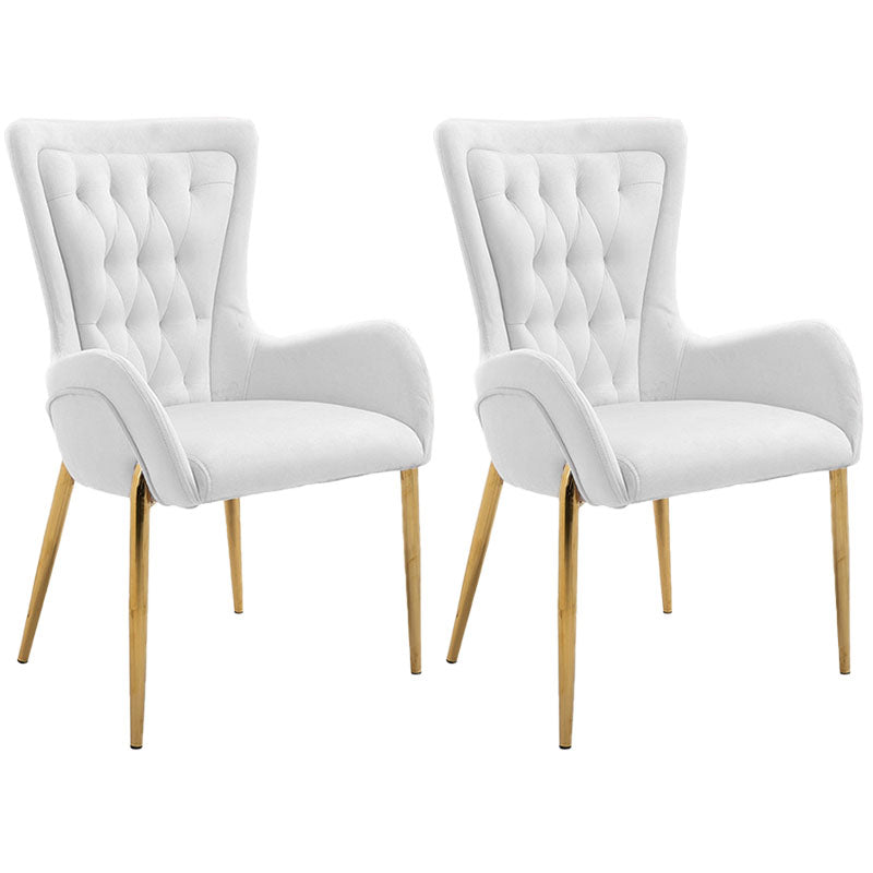 Glam Metal Arm Dining Chair Upholstered Dining Side Chair for Home Use White 2 Piece Set Clearhalo ' kitchen&dining_furn' 'Dining Chairs' 'Dining Tables & Seating' 'dining_chair' 'furn' 'furn_dining_chair' 'Furniture' 'furniture_dining_chair' 'Kitchen & Dining Furniture' 'kitchen' 4546414