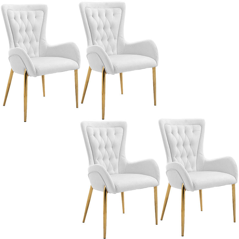 Glam Metal Arm Dining Chair Upholstered Dining Side Chair for Home Use White 4 Piece Set Clearhalo ' kitchen&dining_furn' 'Dining Chairs' 'Dining Tables & Seating' 'dining_chair' 'furn' 'furn_dining_chair' 'Furniture' 'furniture_dining_chair' 'Kitchen & Dining Furniture' 'kitchen' 4546415