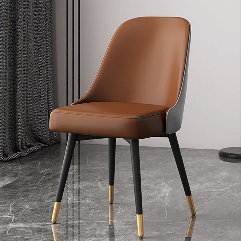 Nordic Style Solid Back Armless Dining Chairs Faux Leather Dining Chairs Clearhalo ' kitchen&dining_furn' 'Dining Chairs' 'Dining Tables & Seating' 'dining_chair' 'furn' 'furn_dining_chair' 'Furniture' 'furniture_dining_chair' 'Kitchen & Dining Furniture' 'kitchen' 4546420