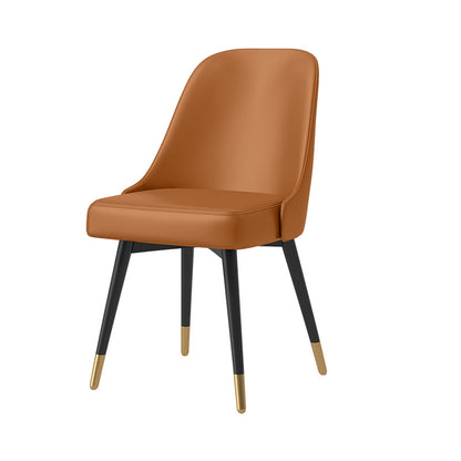 Nordic Style Solid Back Armless Dining Chairs Faux Leather Dining Chairs Brown 1 Piece Clearhalo ' kitchen&dining_furn' 'Dining Chairs' 'Dining Tables & Seating' 'dining_chair' 'furn' 'furn_dining_chair' 'Furniture' 'furniture_dining_chair' 'Kitchen & Dining Furniture' 'kitchen' 4546421