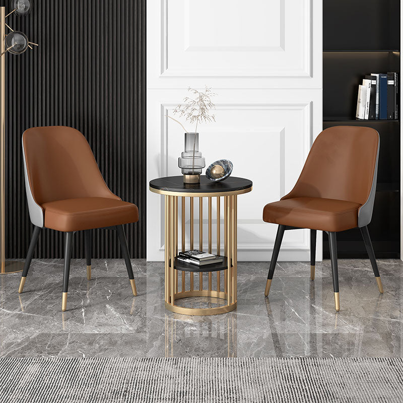 Nordic Style Solid Back Armless Dining Chairs Faux Leather Dining Chairs Clearhalo ' kitchen&dining_furn' 'Dining Chairs' 'Dining Tables & Seating' 'dining_chair' 'furn' 'furn_dining_chair' 'Furniture' 'furniture_dining_chair' 'Kitchen & Dining Furniture' 'kitchen' 4546425