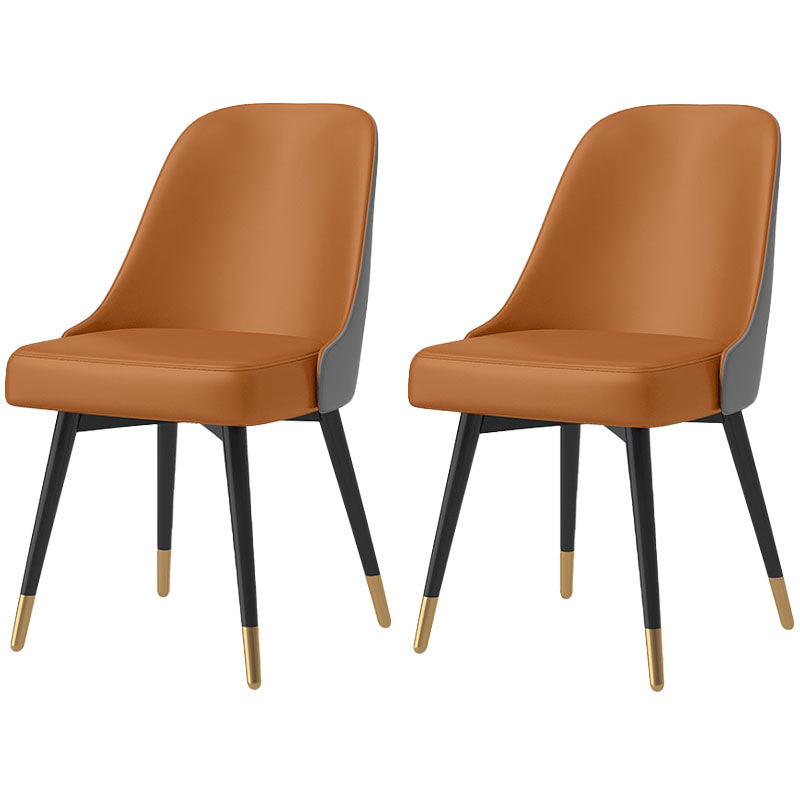 Nordic Style Solid Back Armless Dining Chairs Faux Leather Dining Chairs Taupe 2 Piece Set Clearhalo ' kitchen&dining_furn' 'Dining Chairs' 'Dining Tables & Seating' 'dining_chair' 'furn' 'furn_dining_chair' 'Furniture' 'furniture_dining_chair' 'Kitchen & Dining Furniture' 'kitchen' 4546428