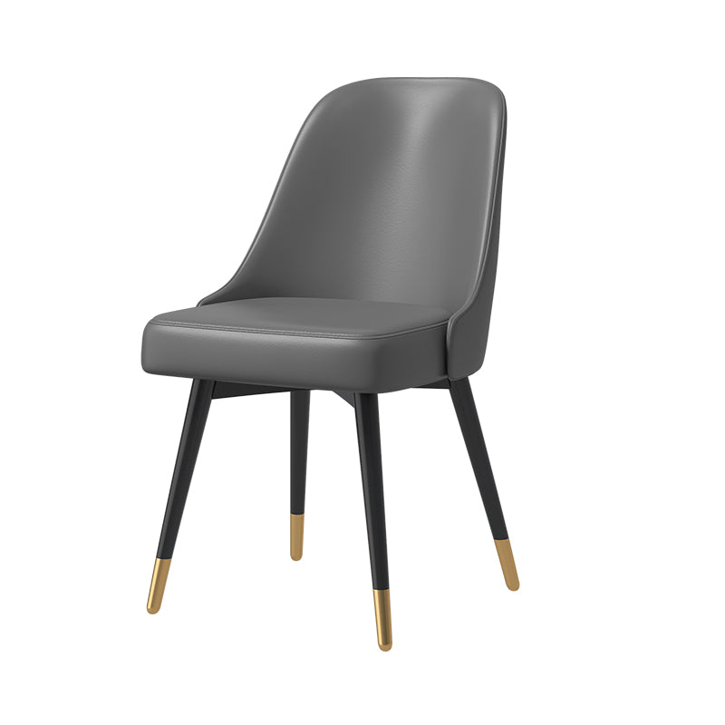 Nordic Style Solid Back Armless Dining Chairs Faux Leather Dining Chairs Grey 1 Piece Clearhalo ' kitchen&dining_furn' 'Dining Chairs' 'Dining Tables & Seating' 'dining_chair' 'furn' 'furn_dining_chair' 'Furniture' 'furniture_dining_chair' 'Kitchen & Dining Furniture' 'kitchen' 4546432