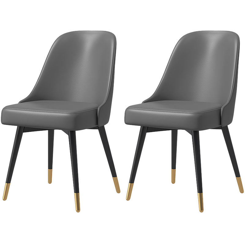 Nordic Style Solid Back Armless Dining Chairs Faux Leather Dining Chairs Grey 2 Piece Set Clearhalo ' kitchen&dining_furn' 'Dining Chairs' 'Dining Tables & Seating' 'dining_chair' 'furn' 'furn_dining_chair' 'Furniture' 'furniture_dining_chair' 'Kitchen & Dining Furniture' 'kitchen' 4546433