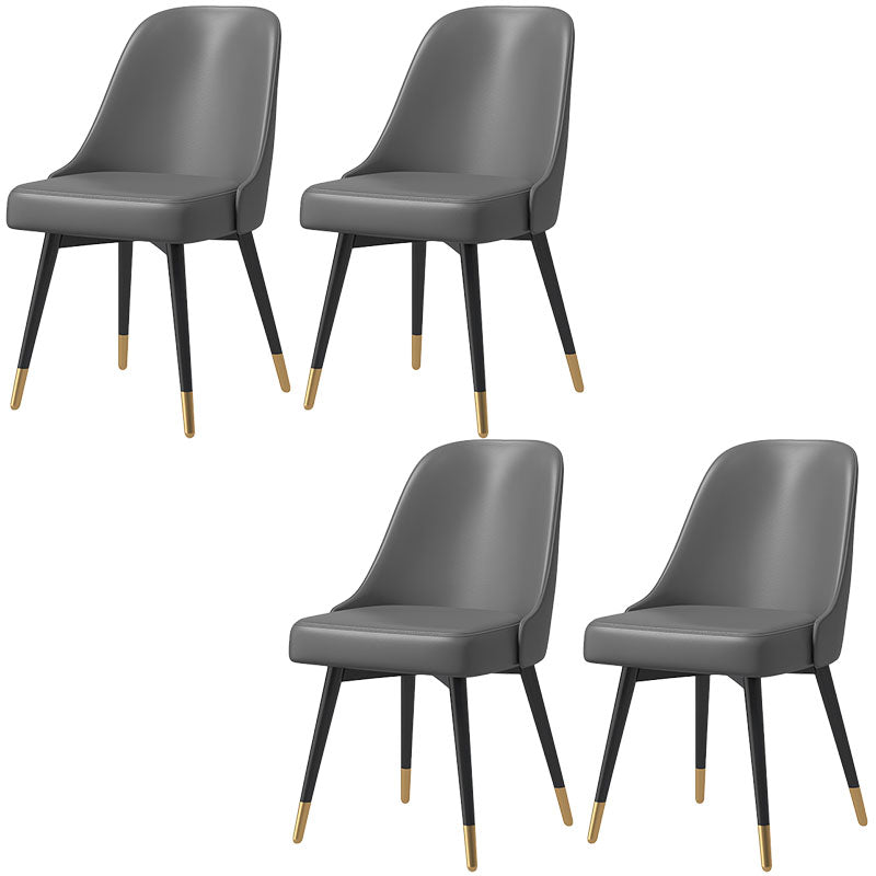 Nordic Style Solid Back Armless Dining Chairs Faux Leather Dining Chairs Grey 4 Piece Set Clearhalo ' kitchen&dining_furn' 'Dining Chairs' 'Dining Tables & Seating' 'dining_chair' 'furn' 'furn_dining_chair' 'Furniture' 'furniture_dining_chair' 'Kitchen & Dining Furniture' 'kitchen' 4546434