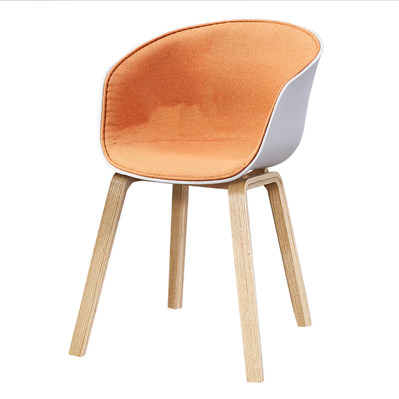 Modern Style Dining Chairs Dining Armless Side Chair with Wooden Legs Orange 1 Piece Clearhalo ' kitchen&dining_furn' 'Dining Chairs' 'Dining Tables & Seating' 'dining_chair' 'furn' 'furn_dining_chair' 'Furniture' 'furniture_dining_chair' 'Kitchen & Dining Furniture' 'kitchen' 4546446