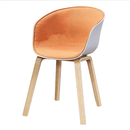 Modern Style Dining Chairs Dining Armless Side Chair with Wooden Legs Orange 1 Piece Clearhalo ' kitchen&dining_furn' 'Dining Chairs' 'Dining Tables & Seating' 'dining_chair' 'furn' 'furn_dining_chair' 'Furniture' 'furniture_dining_chair' 'Kitchen & Dining Furniture' 'kitchen' 4546446