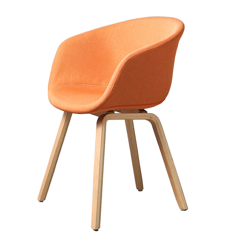 Modern Style Dining Chairs Dining Armless Side Chair with Wooden Legs Orange Yellow 1 Piece Clearhalo ' kitchen&dining_furn' 'Dining Chairs' 'Dining Tables & Seating' 'dining_chair' 'furn' 'furn_dining_chair' 'Furniture' 'furniture_dining_chair' 'Kitchen & Dining Furniture' 'kitchen' 4546456