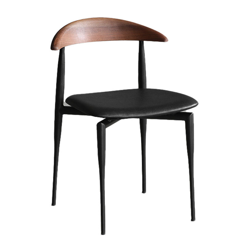 Industrial Design Armless Open Back Side Chairs Faux Leather Dining Chairs Black 1 Piece Clearhalo ' kitchen&dining_furn' 'Dining Chairs' 'Dining Tables & Seating' 'dining_chair' 'furn' 'furn_dining_chair' 'Furniture' 'furniture_dining_chair' 'Kitchen & Dining Furniture' 'kitchen' 4546460