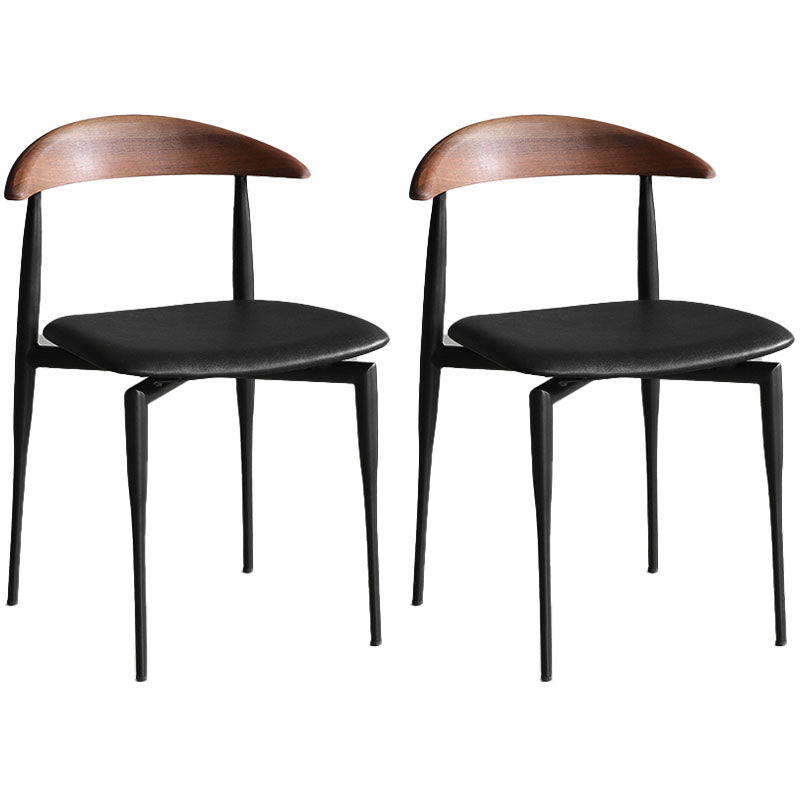 Industrial Design Armless Open Back Side Chairs Faux Leather Dining Chairs Black 2 Piece Set Clearhalo ' kitchen&dining_furn' 'Dining Chairs' 'Dining Tables & Seating' 'dining_chair' 'furn' 'furn_dining_chair' 'Furniture' 'furniture_dining_chair' 'Kitchen & Dining Furniture' 'kitchen' 4546461
