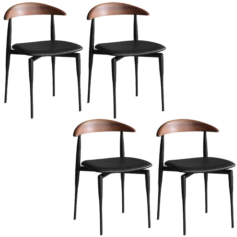 Industrial Design Armless Open Back Side Chairs Faux Leather Dining Chairs Black 4 Piece Set Clearhalo ' kitchen&dining_furn' 'Dining Chairs' 'Dining Tables & Seating' 'dining_chair' 'furn' 'furn_dining_chair' 'Furniture' 'furniture_dining_chair' 'Kitchen & Dining Furniture' 'kitchen' 4546463